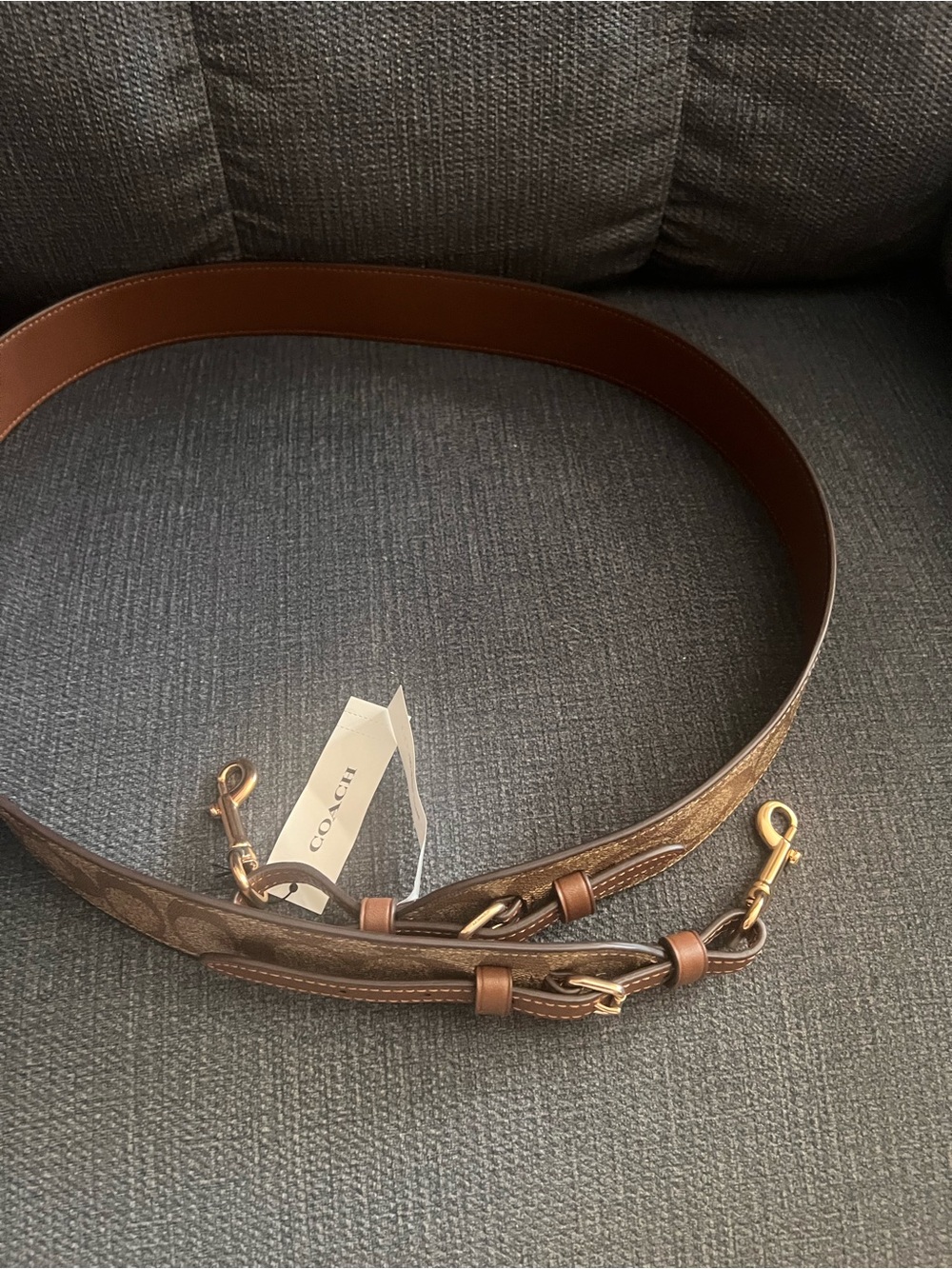 Coach Brown Monogram Removable Crossbody Strap with Gold Hardware